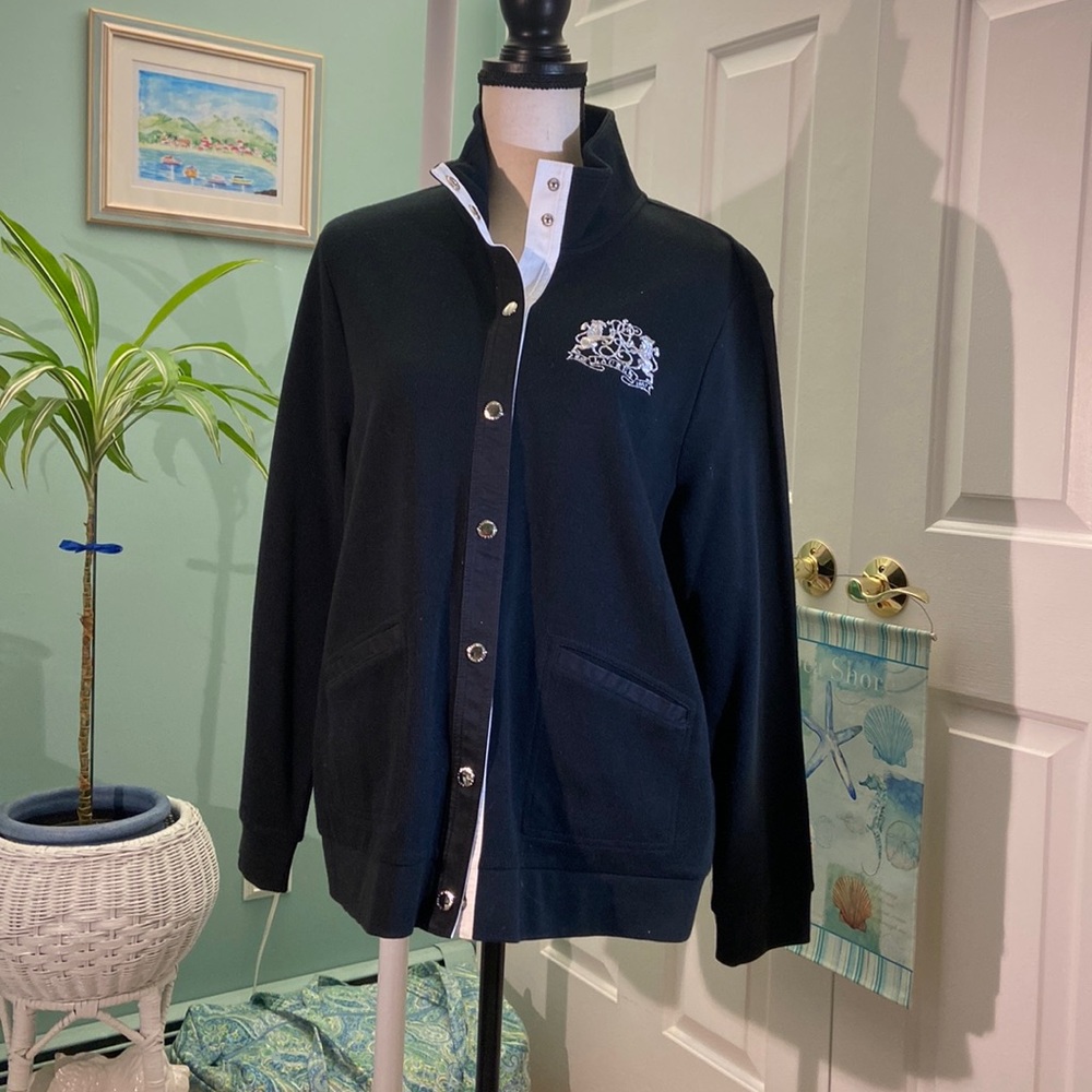 Ralph Lauren Black Cotton knit Jacket with Snap Closure